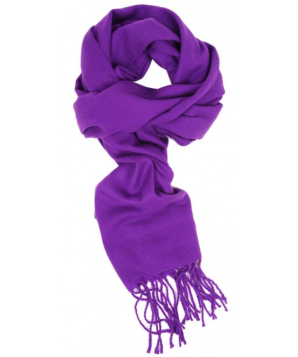 LibbySue--Solid Color Cashmere Feel Winter Scarf - Bright Purple - CJ11QZLIB65
