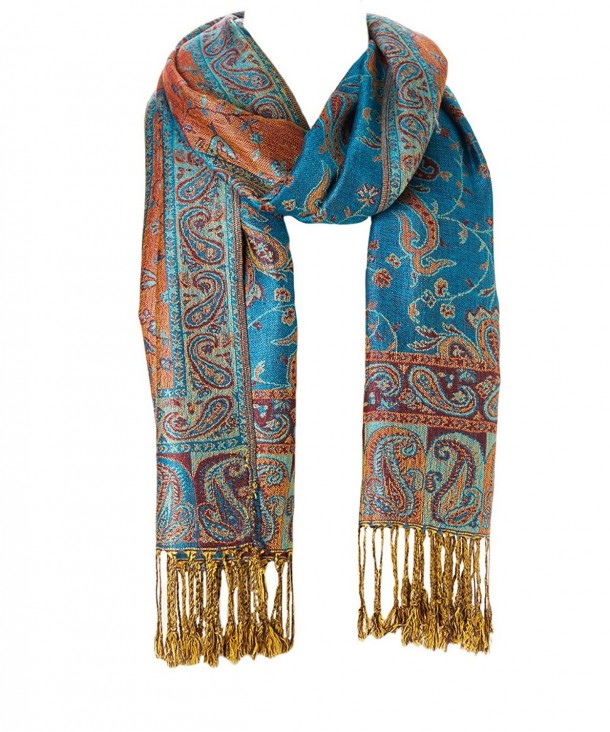 Women's Stylish Warm Blanket Scarf Gorgeous Wrap Shawl Pashmina Winter solid Color Scarves - Blue Orange - C6184XWXWIY