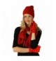 Ladies 3pc Winter Soft Knit Beanie Hat Long Scarf Flip Cover Gloves Set S/M - Red - C911PK7W8XR