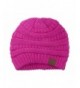 Black Thick Slouchy Knit Oversized Beanie Cap Hat-One Size-Hot Pink - CB11PKPW7WV