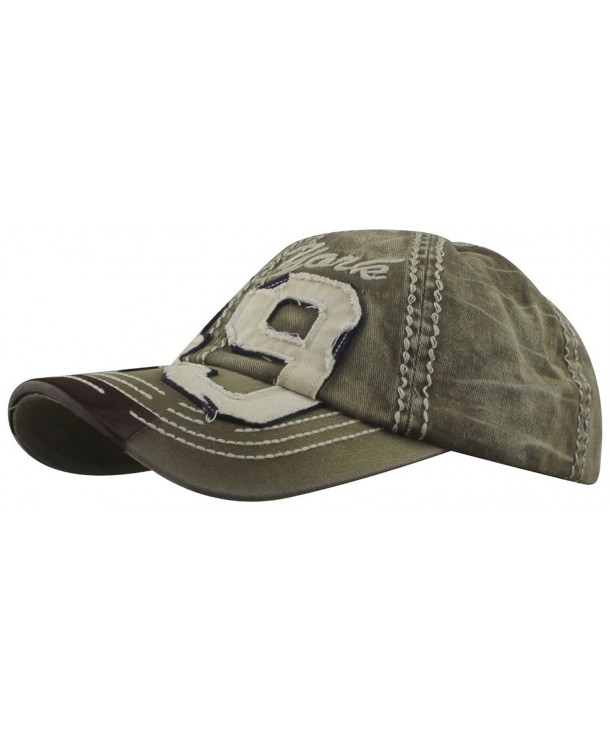 MINAKOLIFE Washed Newyork Fitted Casual Rookies Patch Precurved Baseball Cap - Khaki - CA11XKW4G6V