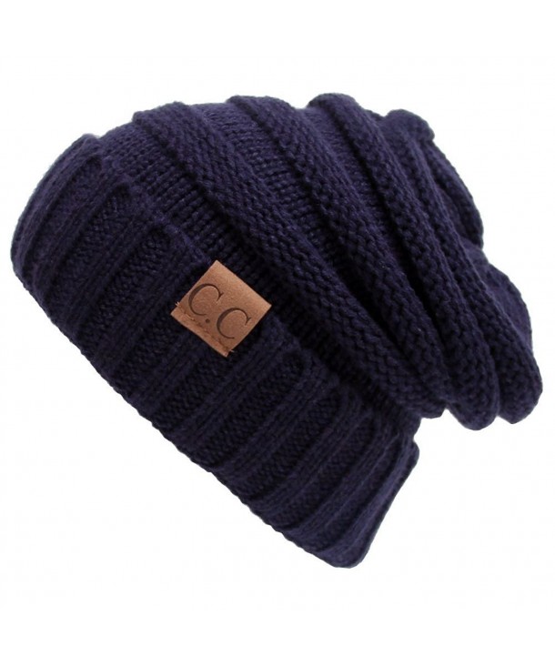 AIJIAO Winter Hats Women Cap Crochet Knit Thermal Slouchy Beanie Hat - Navy Blue - CJ12NEOG02T