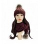 Beautyer Beanie and Scarf Sets For Women Winter Cable Knit Pom Pom Hat and Scarf - Wine Red - CI186HSO3U2
