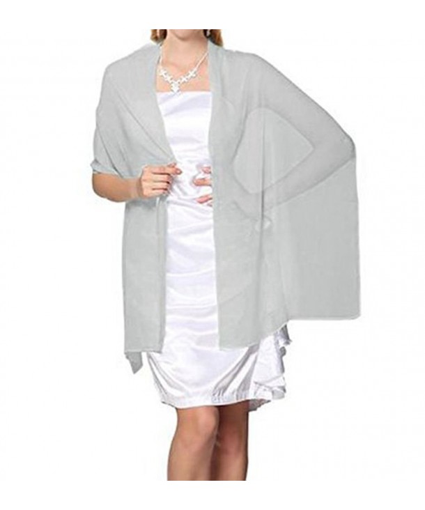 Joy To Life Chiffon Wedding Dress Scarf Shawl Scarves Wrap - silvery - CB12EHXLYW5