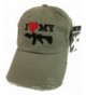 I Love My AR-15 pistol Hat / cap Olive Green ar15 Distressed - C412BHKQV83