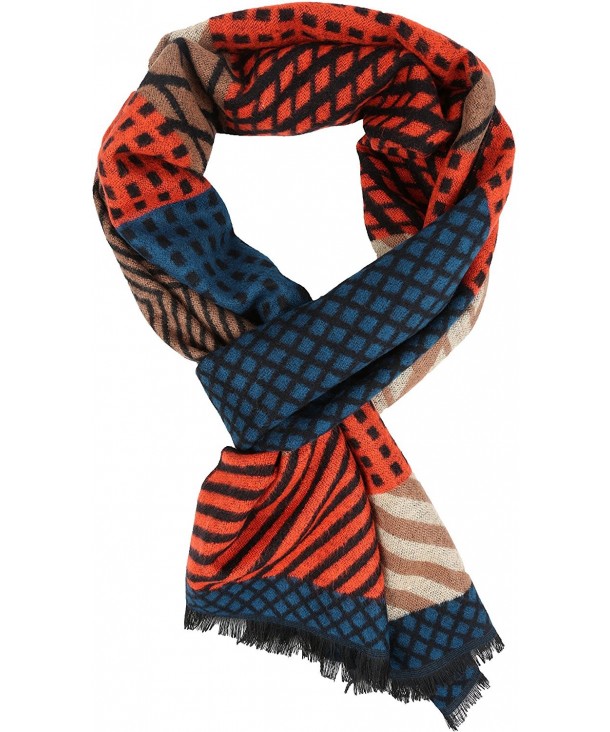 Sakkas Samna Long Stripe Patterned Warm UniSex Cashmere Feel Scarf - Brown / Orange - CT12LBF9R1H