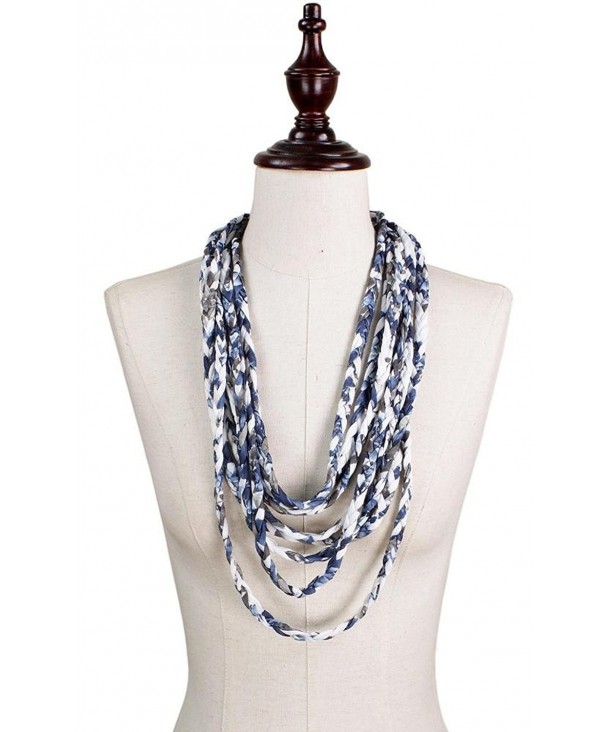 CCFW Women's Jersey Shred Rope Necklace Scarf - 8784 Navy White - C2180K5SEZG