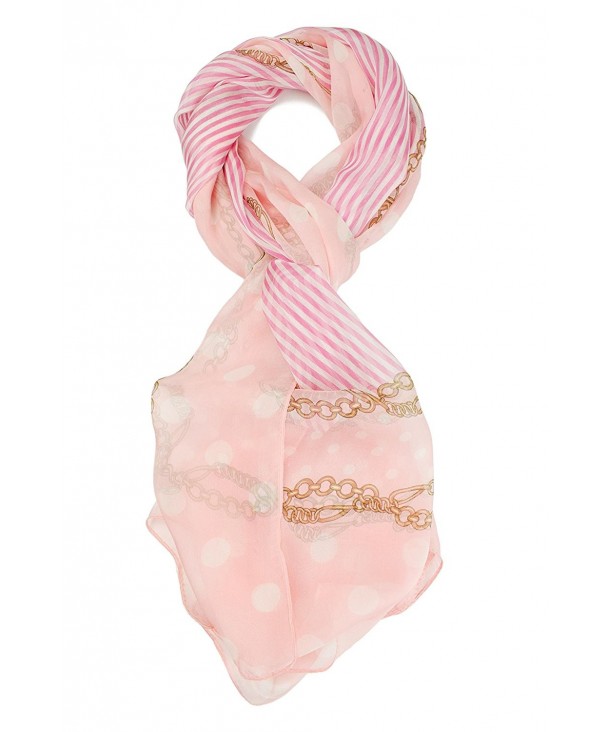 ELEGNA 100% Mulberry Silk Women's Soft Long Printed Scarf Shawl - Dot Pink - CU17AACM5RE