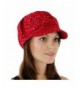 Glitter Sequin Trim Newsboy Style Relaxed Fit Cap- Red - C011993S6JX