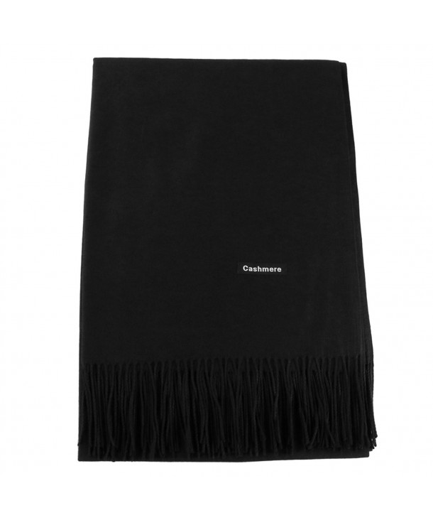 Fani Large Fashionable Cashmere Scarf Soft Silky Warm Wool Shawl Winter Wrap for Women Ladies Gift - Black - CX1803YHKS5