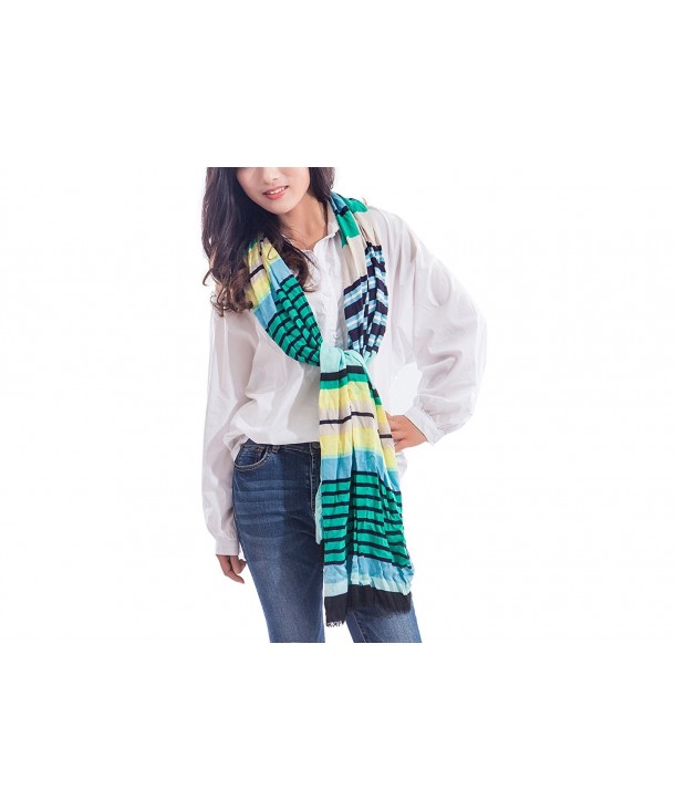 Richie House Multi-Colored Green- Yellow and Blue Striped Scarf RH0342 - CG11DEC5E4P
