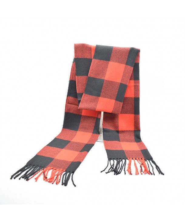 Winter Fashion Soft Cashmere Buffalo Check Print Scarf for Men Women - Red - CC1875KWQW5