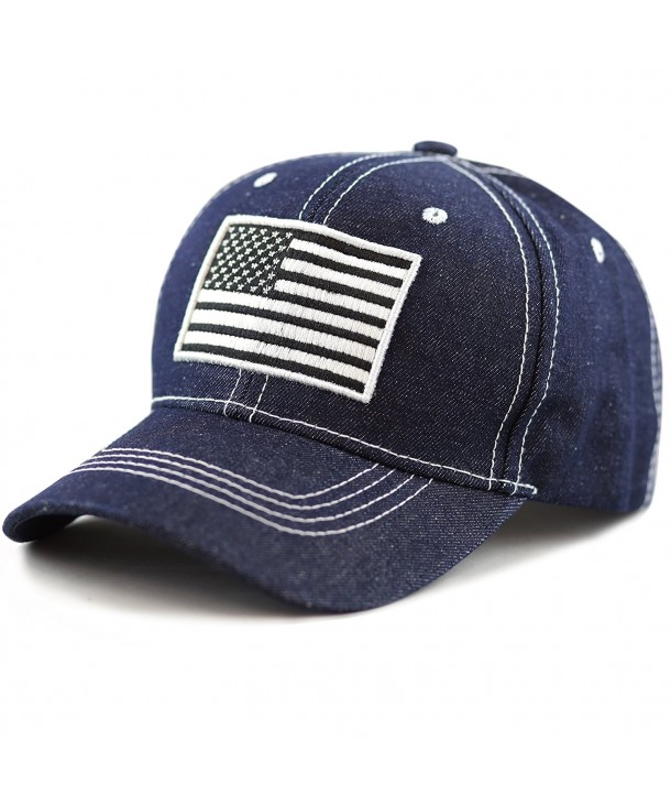 The Hat Depot Unisex USA Flag Contrast Stitching One Size Tactical Cap - Dark Denim - CG12N342JZF