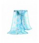 E-Clover Lightweight Chiffon Sheer Scarves: Women's Pretty Rose Print Scarf - Blue02 - CL182Q2L8EL