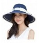 Women UPF 50+ Summer Hat Wide Brim Beach Sun Straw Visor Hat w/ Bowknot - Blue - C717Y4XMN9L
