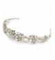 USABride Simulated Ivory Pearl & Rhinestone Bridal Floral Headband 3156 - CO11KNJVD4R