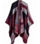 QYQS Women's Exotic Design Oversized Open Front Blanket Cape Wrap Shawl Cardigan - Wine Red - CP189HAO8SM
