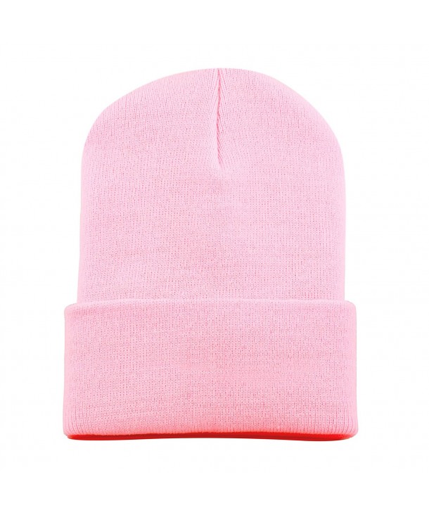 The Hat Depot 1300 Winter Unisex Plain Ski Beanie Knit Skull Hat - Pink - C01272PCDWF