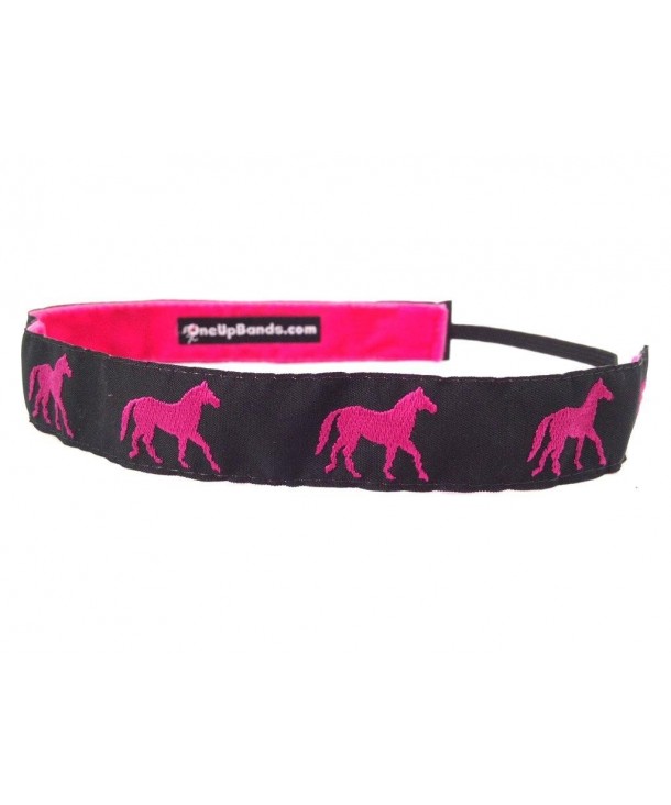 One Up Bands Women's Hot Pink/Black Horses One Size Fits Most - Pink/Jaquard - C511K9XIEBR