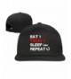 Men's Eat Train Sleep Repeat Gym Tank Fitness Apparel Adjustable Cap Baseball Hat - Black - C912LP8A2JF