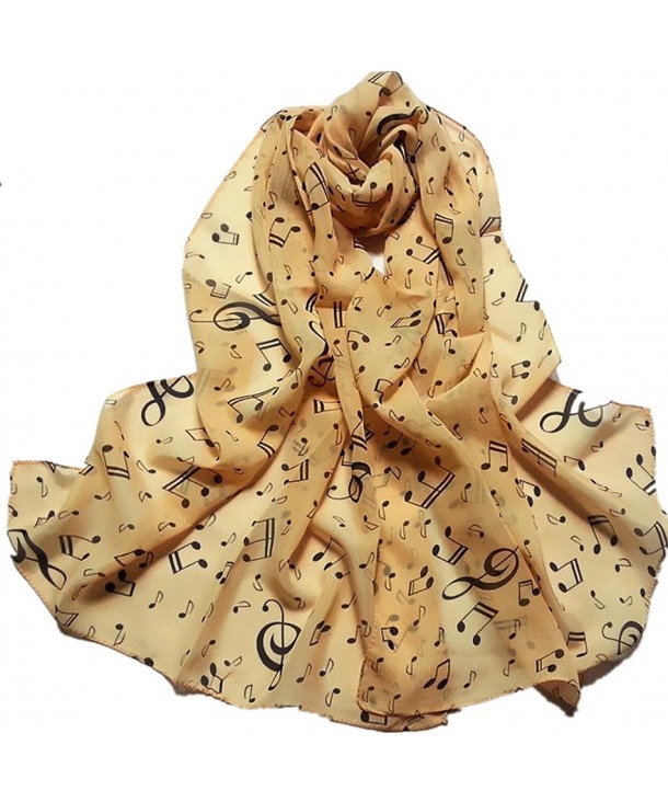 DZT1968 Autumn Winter Women Girl Music Notes Design Long Chiffon Shawl Scarf Pashmina (Beige) - CK12598QIQJ