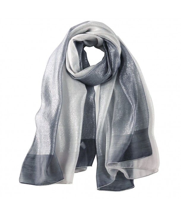 STORY OF SHANGHAI Women's Gradient Scarf Large Silk and Wool Shawls with Silver - Km02 - C4184DZ6QNA