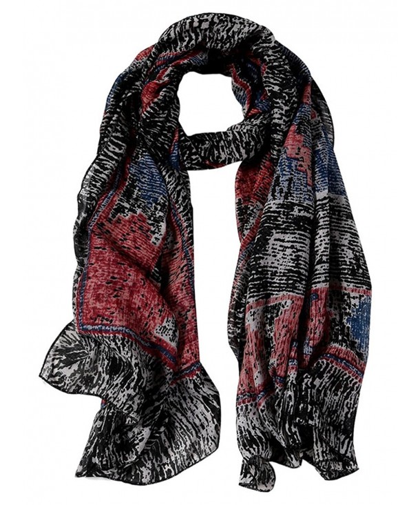 GERINLY Womens Scarves - Bohemian Style Wrap Shawl Vintage Cozy Scarf - Black - CT188WQAARR