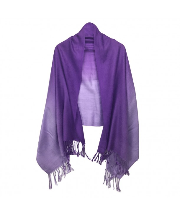 Xelitem Silk Pashmina Shaded Large Scarf Shawl Wrap - Purple Shade - C317YGYZ6RO