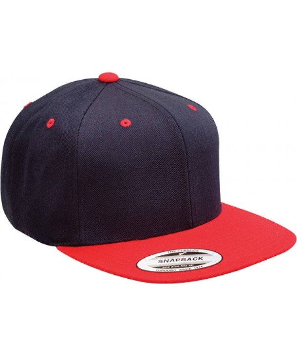 Yupoong Wool Blend Snapback Two-Tone Snap Back Hat Baseball Cap 6098MT (Navy / Red) - CF119DKNAPV