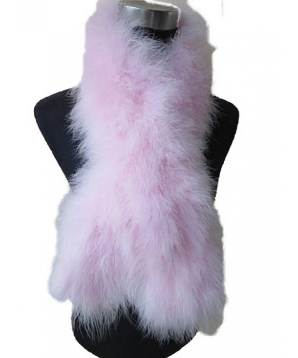 Real Ostrich Feather Fur Scarf Warm fluffy - Pink - C7185UK4W67