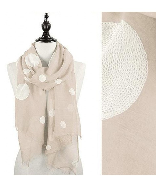 StylesILove Embroidered Polka Dot Wrap Scarf- 4 Colors - Taupe - CK12CJLMFPR