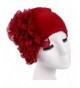 Women's Super Soft Solid Color Flower Knit Beanie Hat - Wine - CG183XRS927