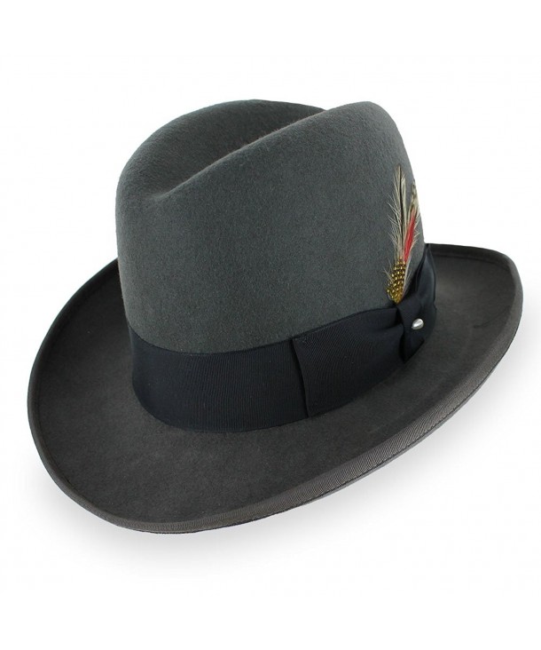 Belfry Wallace Men's 100% Wool Felt Homburg Hat in Black and Grey Made in the USA (Grey) - CB182HSCOU4