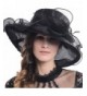 Fanny Women Crease Organza Formal Party Wide Brim Sun Hat S048 (9 Colors) - Black - CI12B943PY5