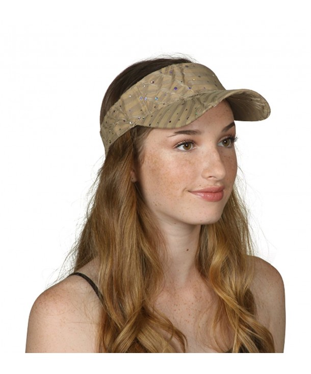 TopHeadwear Glitter Sequin Visor Hat - Beige - C611V7TI7SR