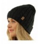 Winter 2ply Fleece Lined Stretch Cable Knit Cuff Beanie Skull Ski Hat Cap - Charcoal - CK11GAVXA8R