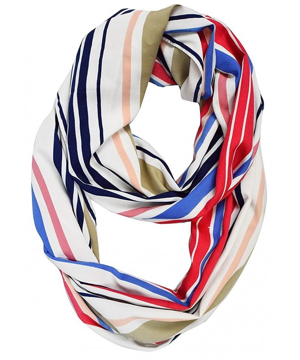 Peach Couture Sassy Stripes Vintage Style Multi Color Light Infinity Loop Scarf - Red Blue White - CG188HGOOK3