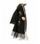 ZISUEX Women Embroidery Cloak Poncho Shawl Wrap Fashion Scarf Tassels Pashmina - Black Gray - CY186ISWDM9