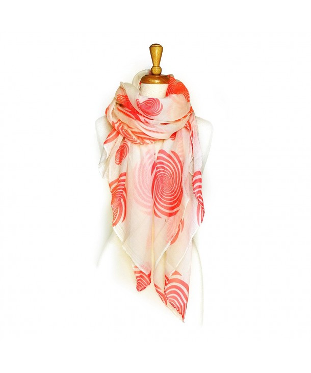 Paskmlna Women's Lightweight Scarves Rotation Flowers Printed Soft Large Scarf Wrap - 7722-pink - CH11VDHDH79
