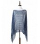 Bazzaara Spring/Summer Poncho Netting with Fringe Shawl - H Navy Blue - CC17YCTIYZX