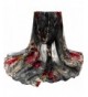 Scarves-Han Shi Women Fashion Flower Voile Scarves Long Stole Wraps Shawl Scarf Muffler - Black - CG186SASAGC