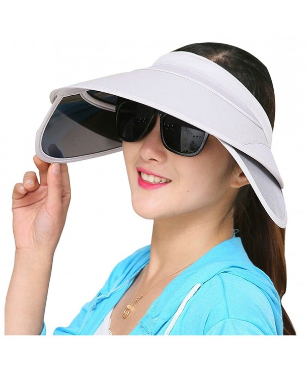 ilishop Women's Beach Sun Visor Wide Brim Hat Cap - Grey - CP17YDN3ICR