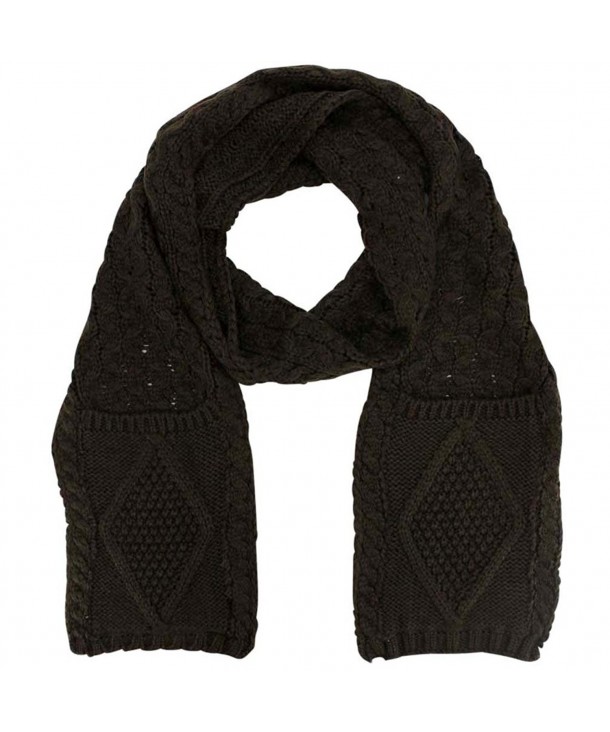 Classic Knit Unisex Winter Scarf With Pockets - Brown - CY110FSEFK5