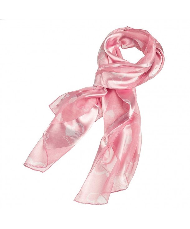 Heart- Flower or Clover Pattern Valentine's Day or Mother's Day Silk Feel Scarf - Clover Pink - C211TIZ3S1N