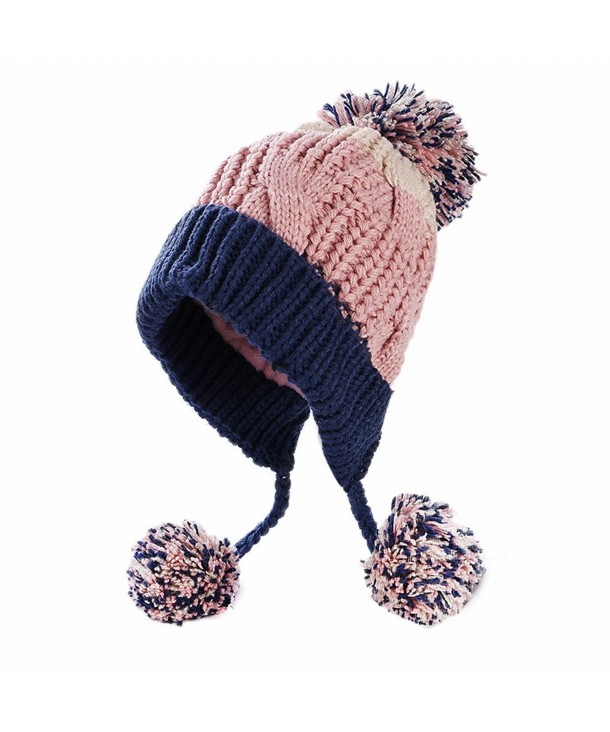 HUAMULAN Women Winter Thick Beanie Hat Ski Ear Flaps Caps Dual Layered - Pinknavy - CY18940SSHO