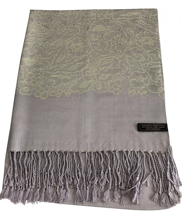 French Lace Design Pashmina Shawl Scarf Wrap Pashminas Shawls Scarves Wraps NEW - Grey & Green - CD115B8DW49