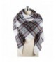 Women's Stylish Warm Blanket Tassels Scarf Soft Plaid Tartan Winter Wrap Shawl - White & Blue Gird - CH188MY982C