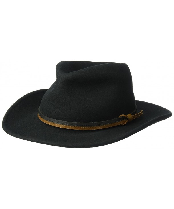 Country Gentleman Men's Outback Wool Drop Brim Fedora Hat - Black - CA114ZZZS7D