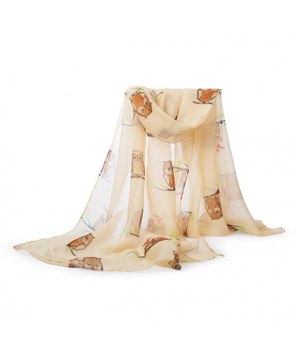 Nanxson(TM) Womens Girls Cute Owl Pattern Thin Soft Long Scarf Wrap Shawl Scarves WJ0041 - Beige - CM11PYLX2H5