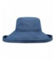 ThunderCloud Women's Summer Cotton Wide Fold-Up Brim Beach Sun Hat - Denim Blue - C312O25XPUC